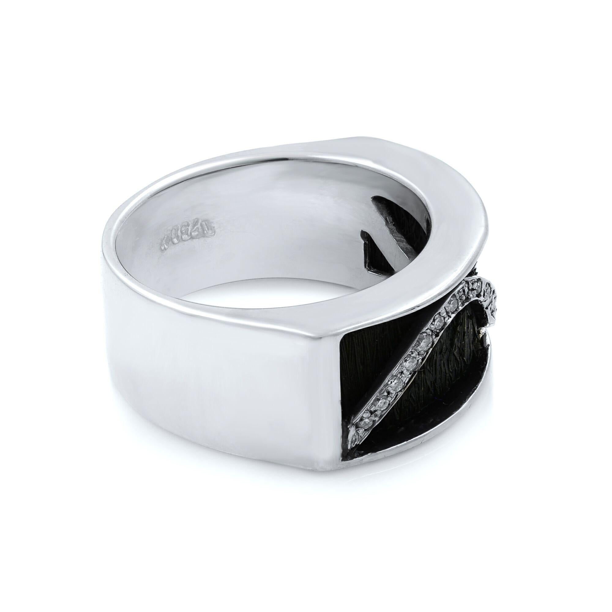 Rachel Koen Round Cut Diamond Bangle Ring and Earring Set 18K White Gold 0.60ctw For Sale 5