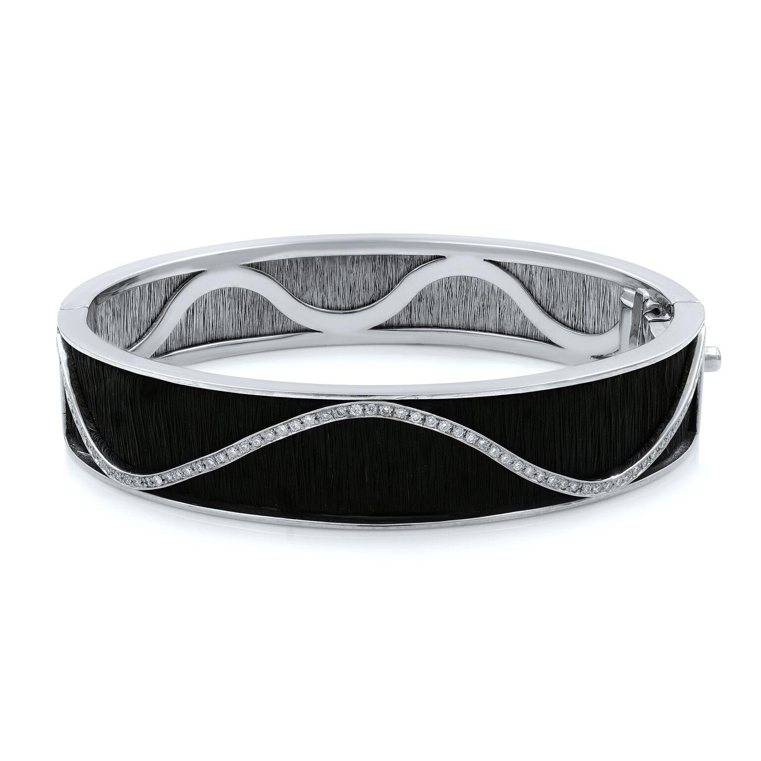 Rachel Koen Round Cut Diamond Bangle Ring and Earring Set 18K White Gold 0.60ctw For Sale 7