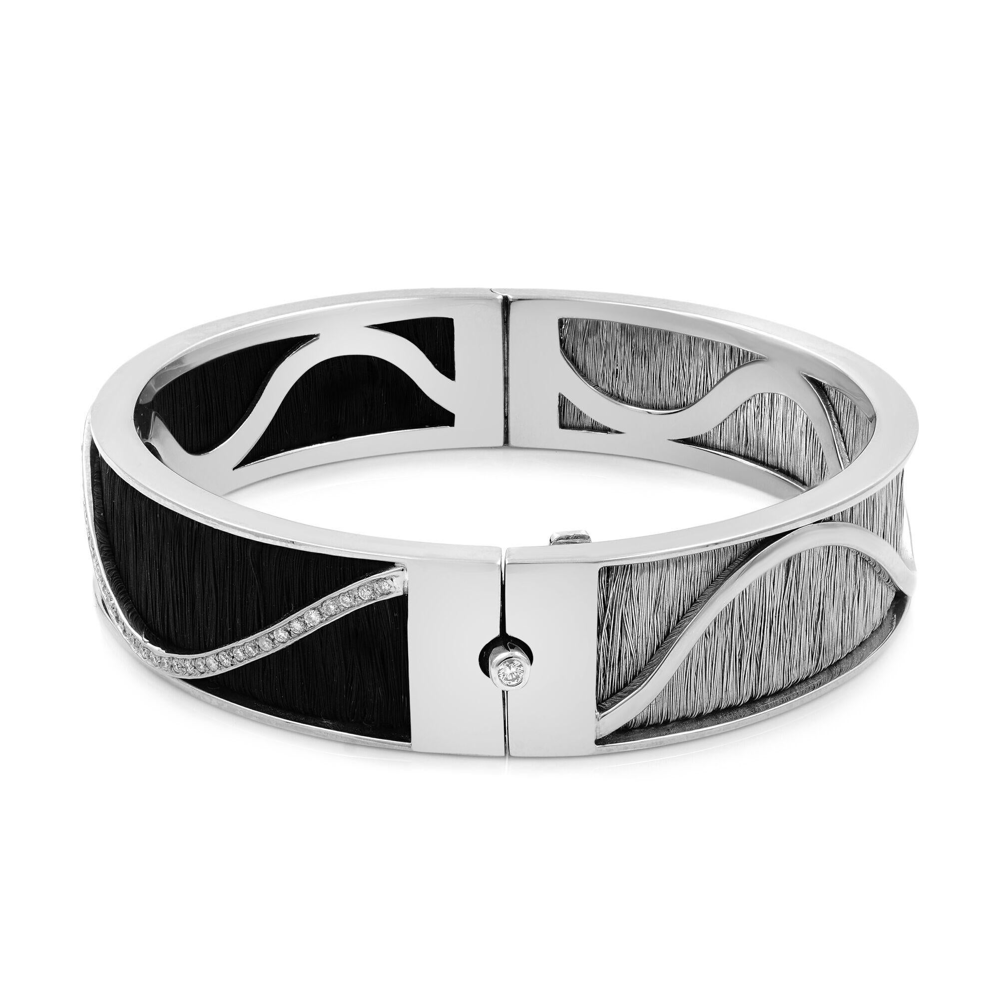 Rachel Koen Round Cut Diamond Bangle Ring and Earring Set 18K White Gold 0.60ctw For Sale 10