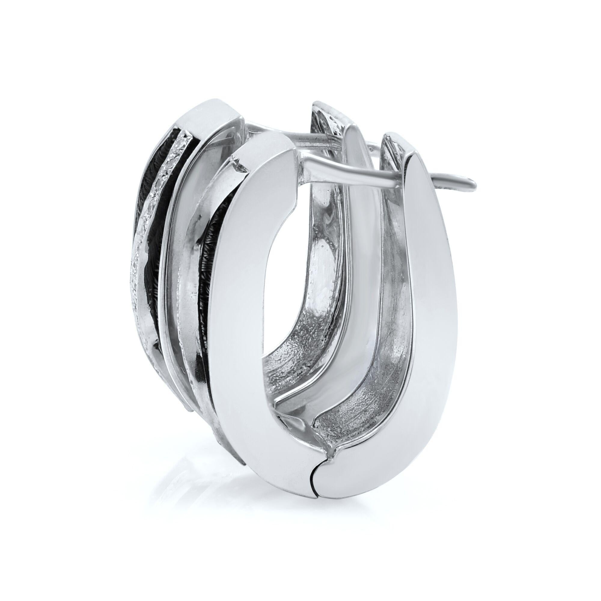 Modern Rachel Koen Round Cut Diamond Bangle Ring and Earring Set 18K White Gold 0.60ctw For Sale