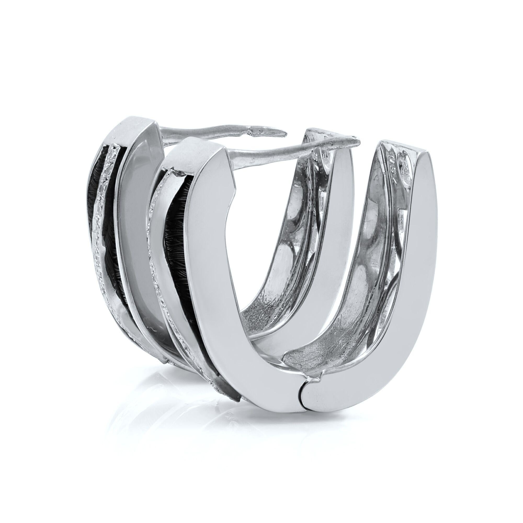Rachel Koen Round Cut Diamond Bangle Ring and Earring Set 18K White Gold 0.60ctw For Sale 1