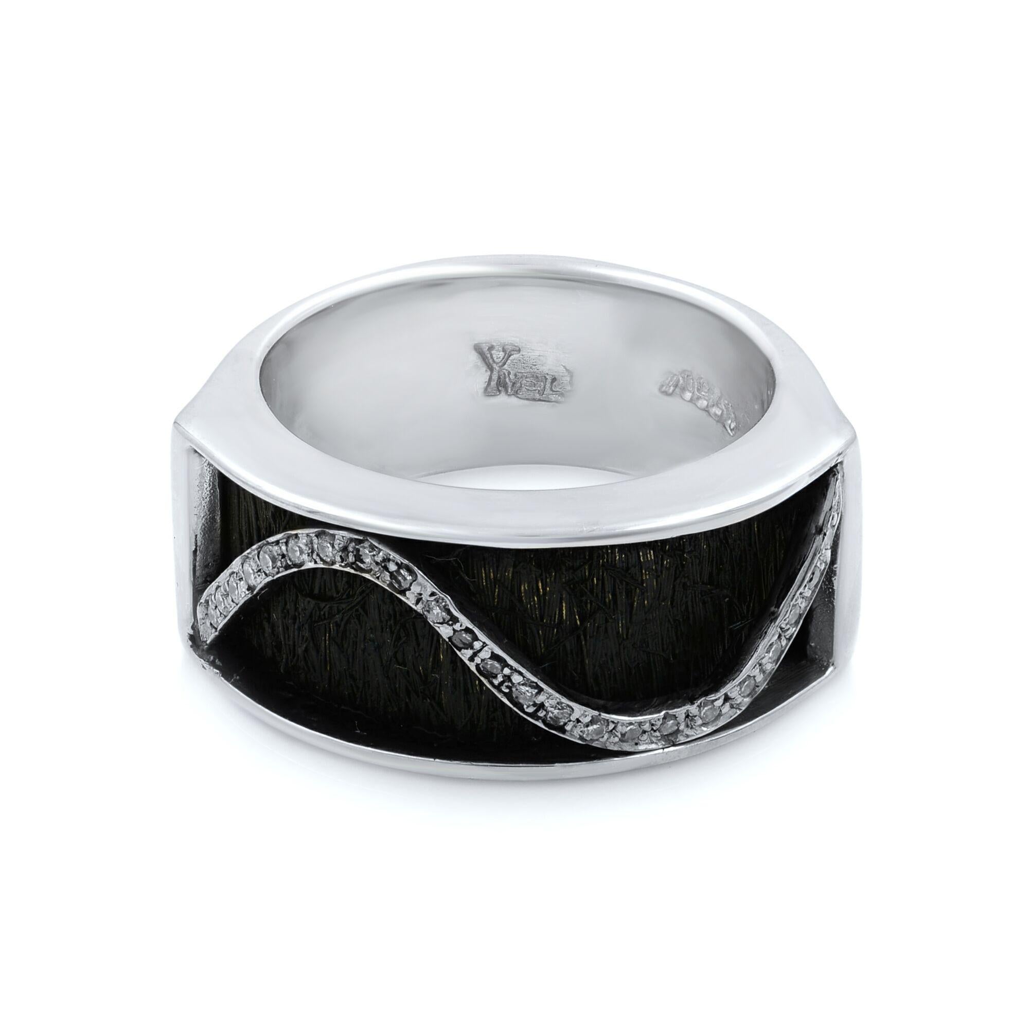 Rachel Koen Round Cut Diamond Bangle Ring and Earring Set 18K White Gold 0.60ctw For Sale 2