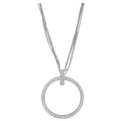 Rachel Koen Collar Colgante Circular Diamante Corte Redondo Oro Blanco 14K 0.75Ctw