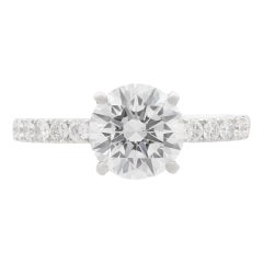 Rachel Koen Round Cut Diamond Engagement Ring  18K White Gold 1.54ctt Size 6.75