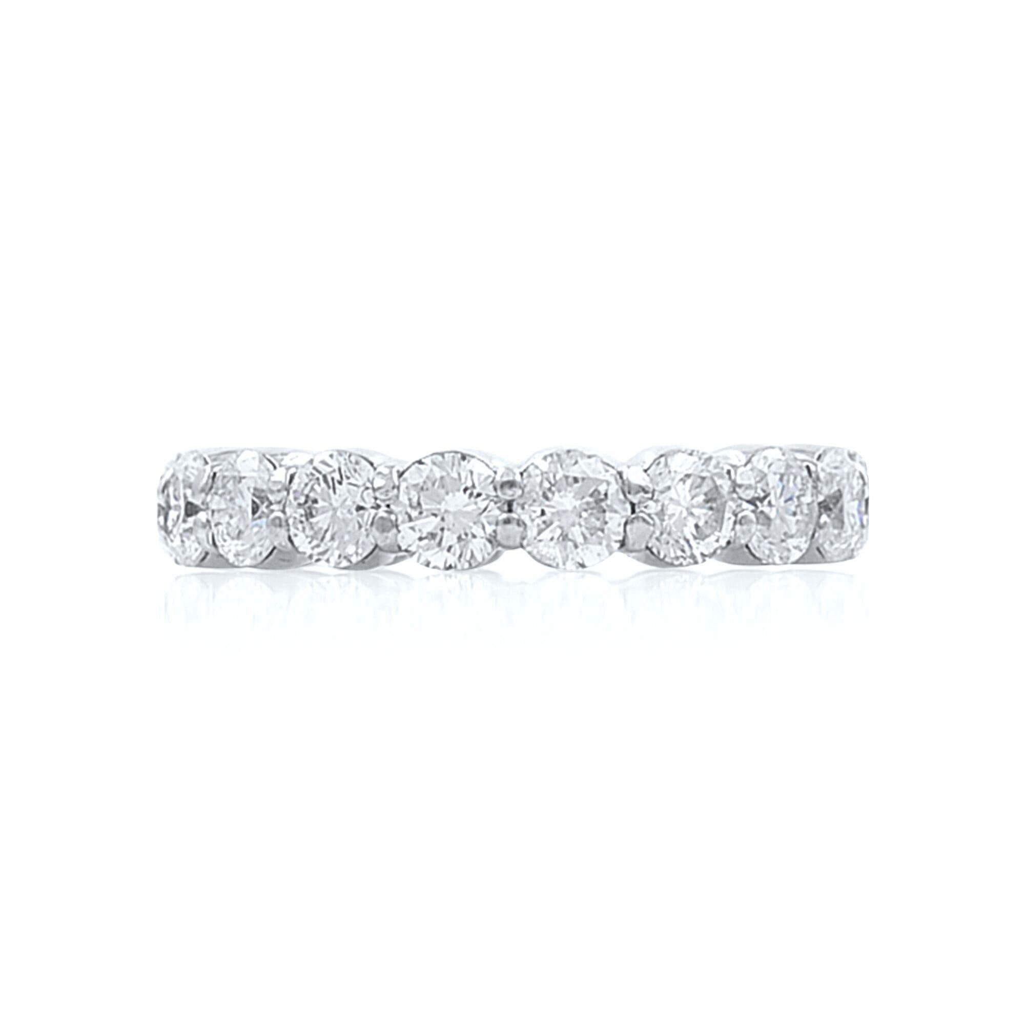 Rachel Koen Round Cut Diamond Eternity Band Ring Platinum 4.50cttw In New Condition For Sale In New York, NY