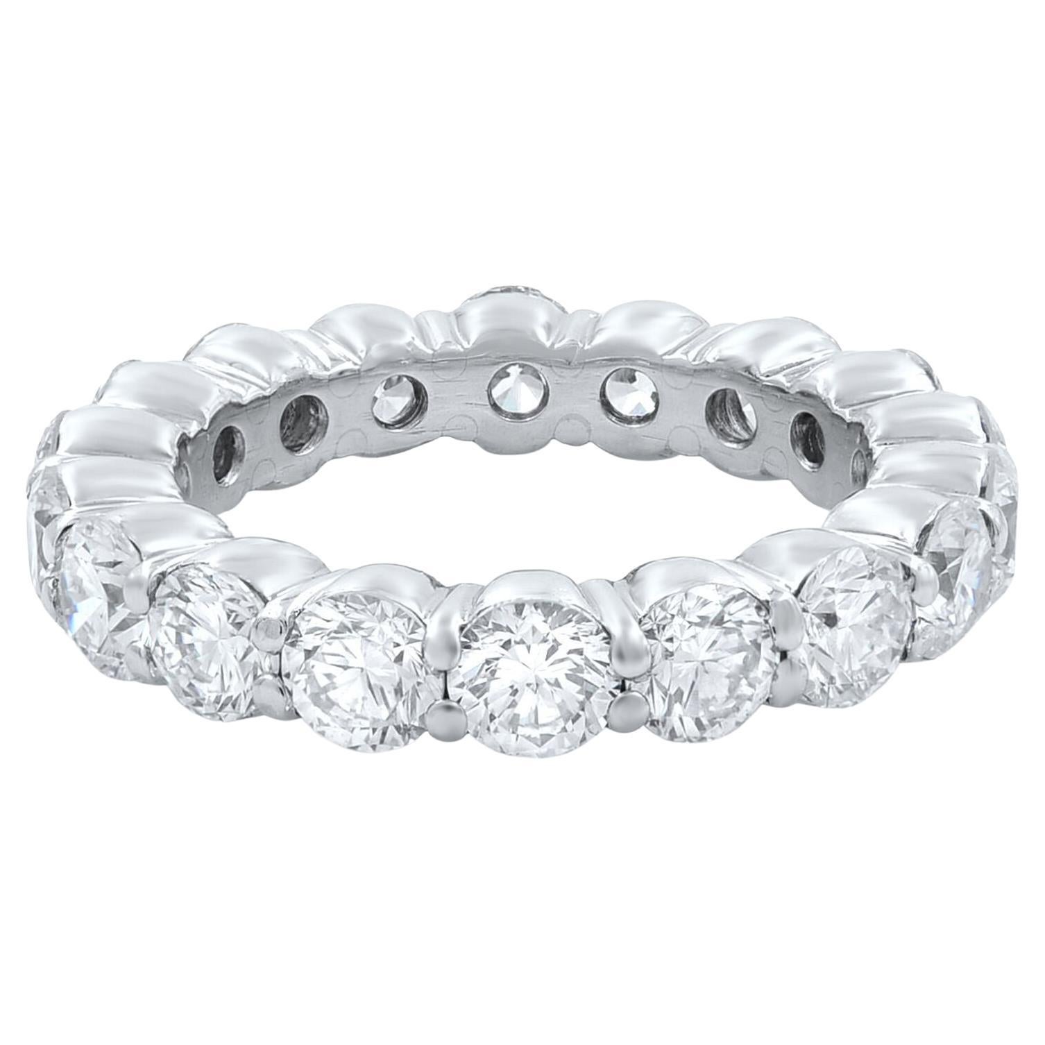 Rachel Koen Round Cut Diamond Eternity Band Ring Platinum 4.50cttw For Sale