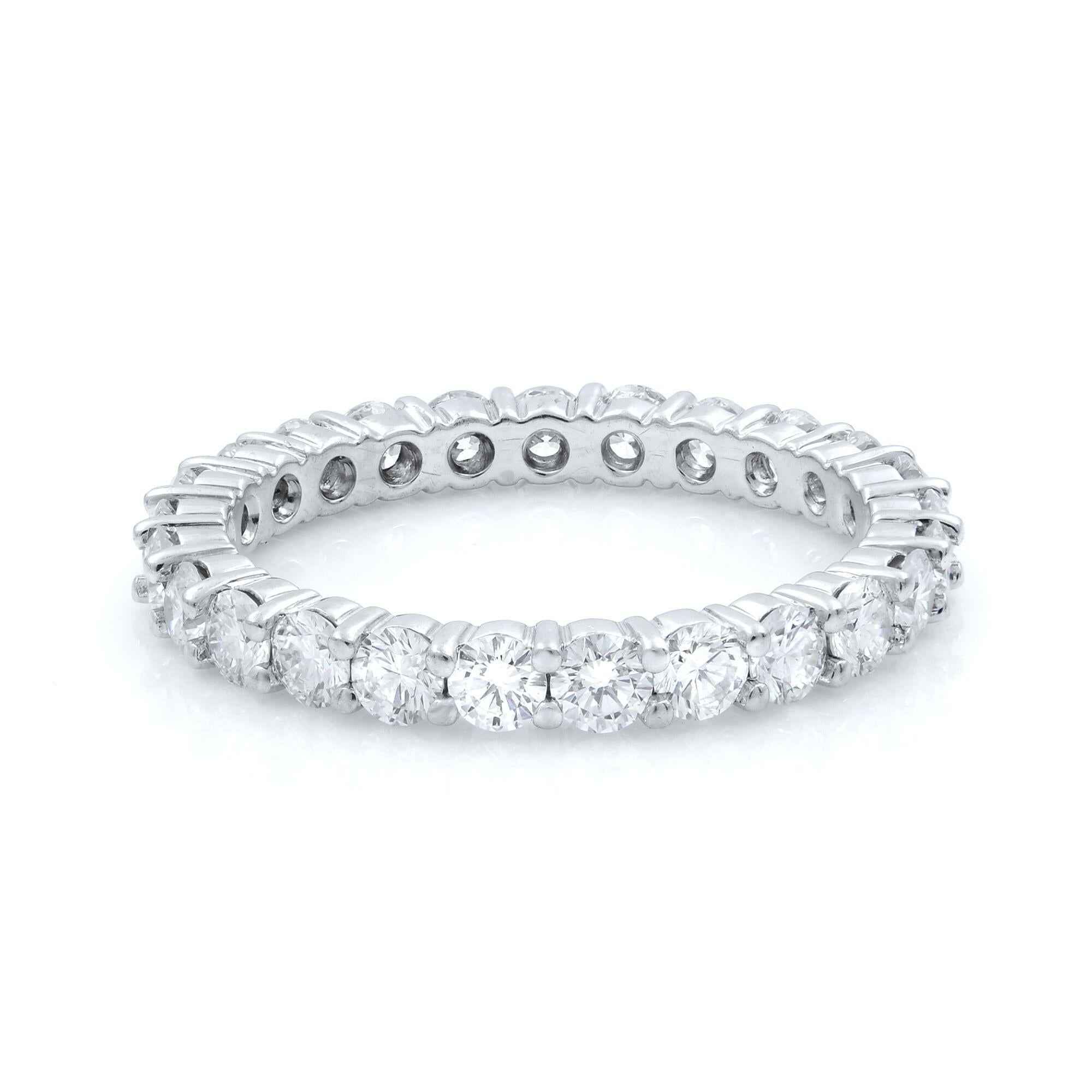 Modern Rachel Koen Round Cut Diamond Eternity Band 14K White Gold 1.65cttw For Sale