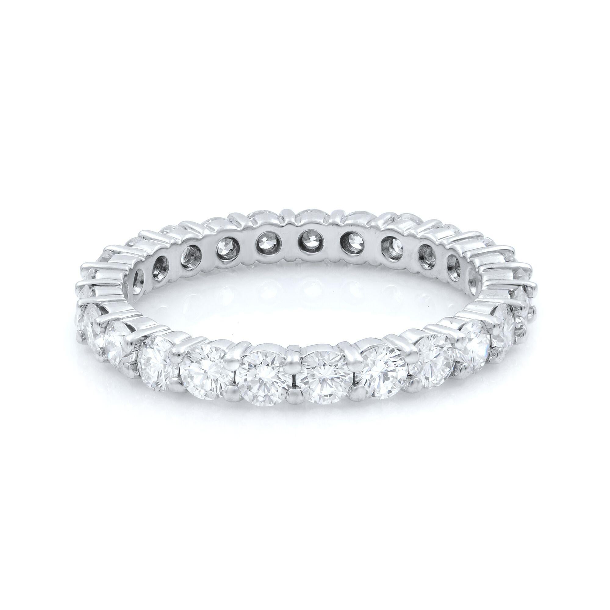 Rachel Koen Round Cut Diamond Eternity Band 14K White Gold 1.65cttw In New Condition For Sale In New York, NY