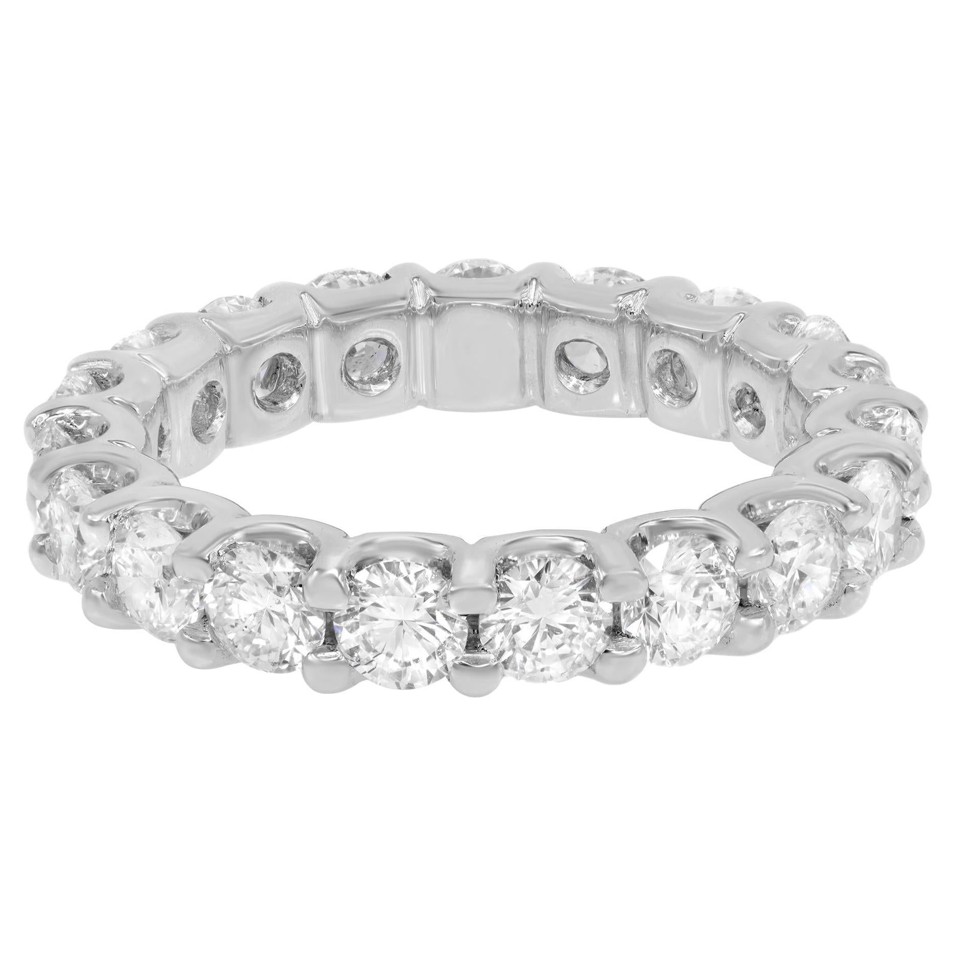 Rachel Koen Round Cut Diamond Eternity Wedding Band Ring 18K White Gold 2.89cttw For Sale