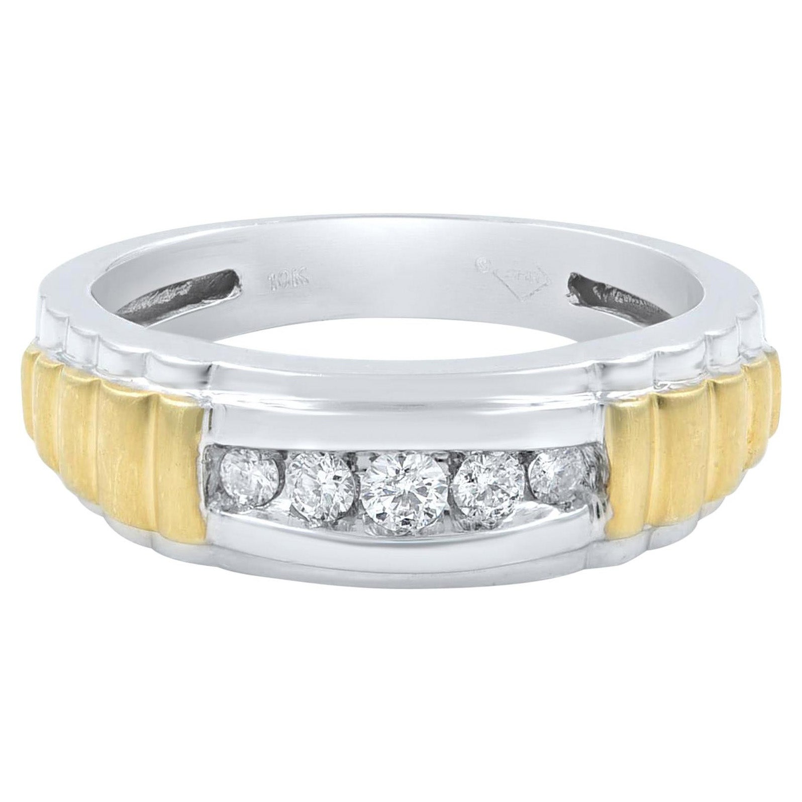 Rachel Koen Alliance pour homme en or blanc 10 carats avec diamants taille ronde de 0,40 carat poids total