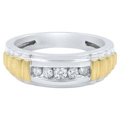 Rachel Koen Alliance pour homme en or blanc 10 carats avec diamants taille ronde de 0,40 carat poids total