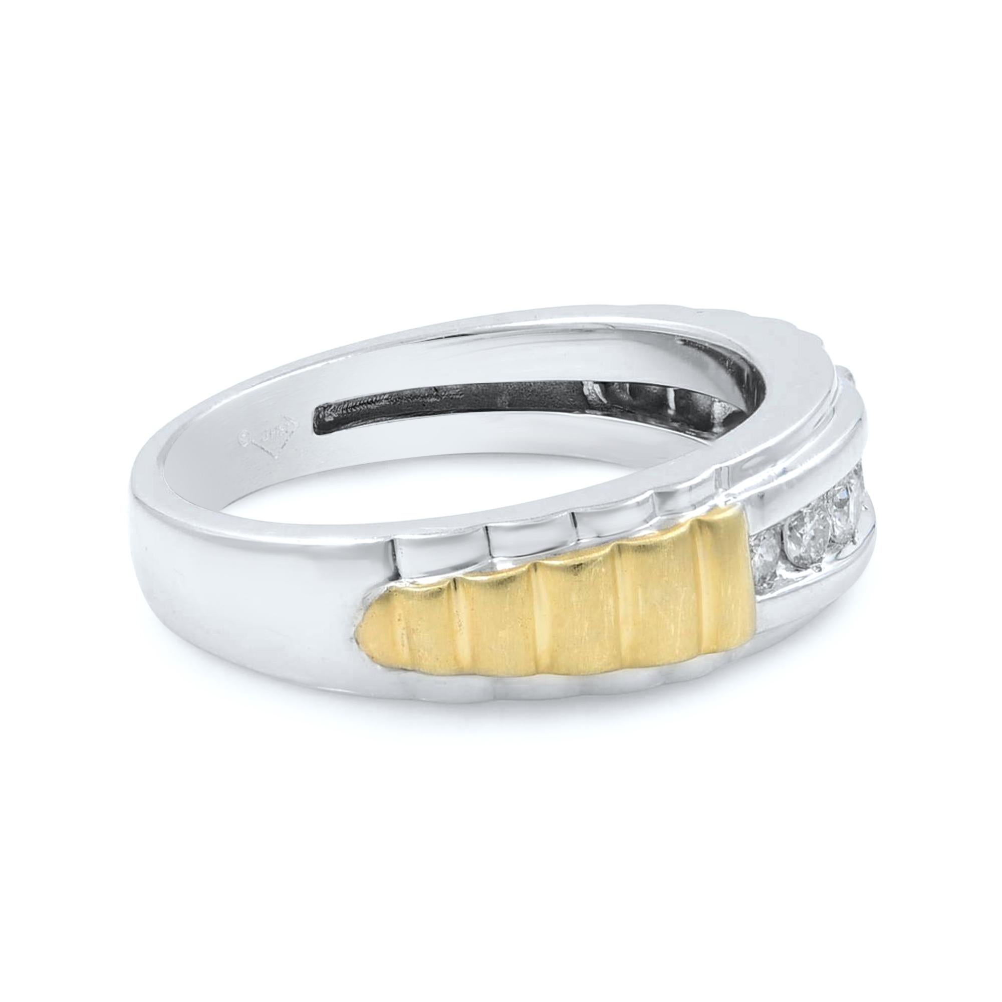 Modern Rachel Koen Round Cut Diamond Mens Wedding Band 10k White Gold 0.40 Cttw For Sale