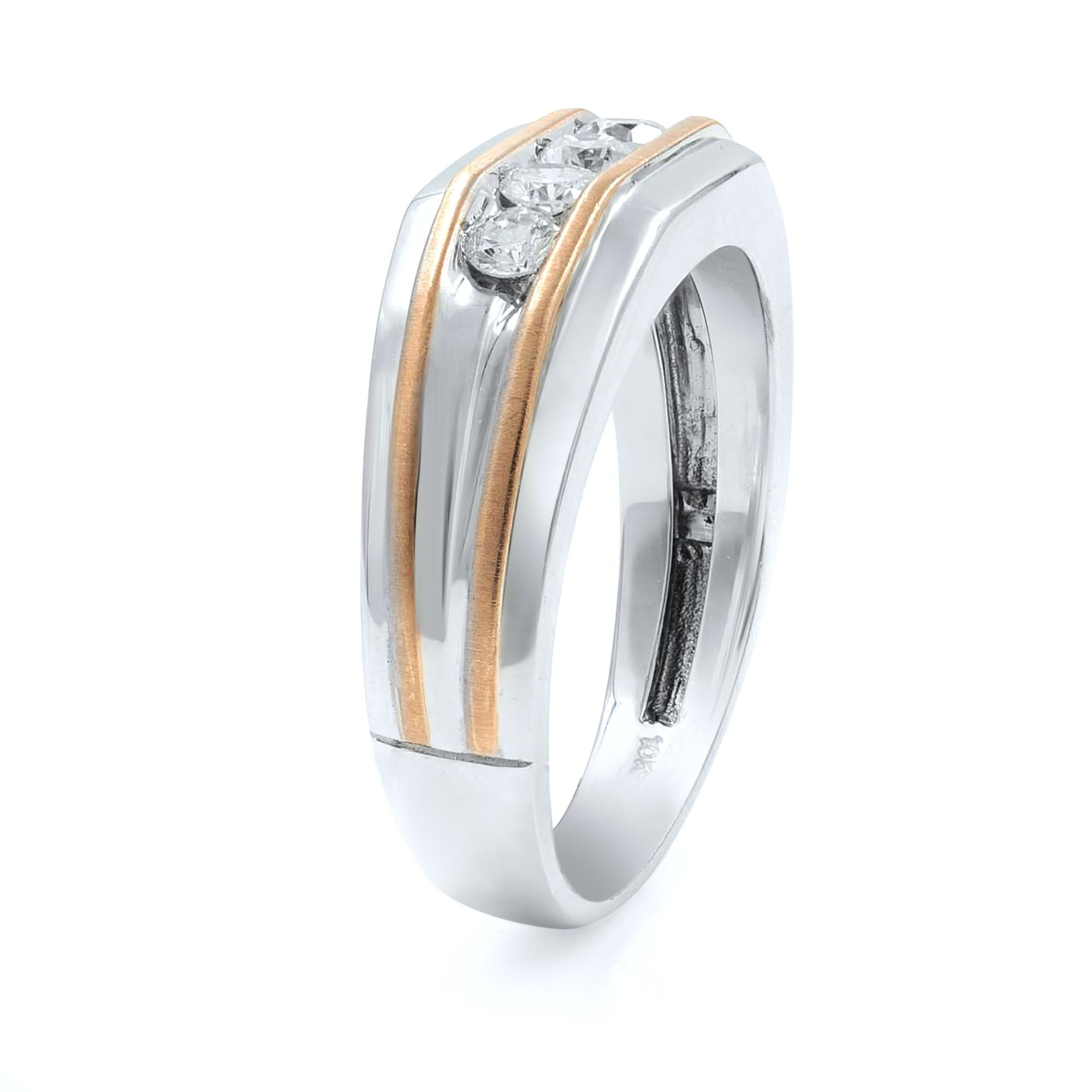 Modern Rachel Koen Round Cut Diamond Men's Wedding Band 10k White Gold 0.50cttw For Sale