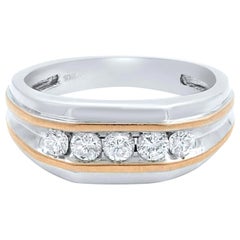 Rachel Koen Round Cut Diamond Men
s Wedding Band 10k White Gold 0.50cttw