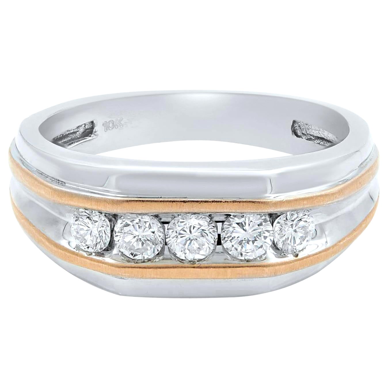 Rachel Koen Diamante talla redonda Alianza de boda para hombre Oro blanco 10k 0,50cttw