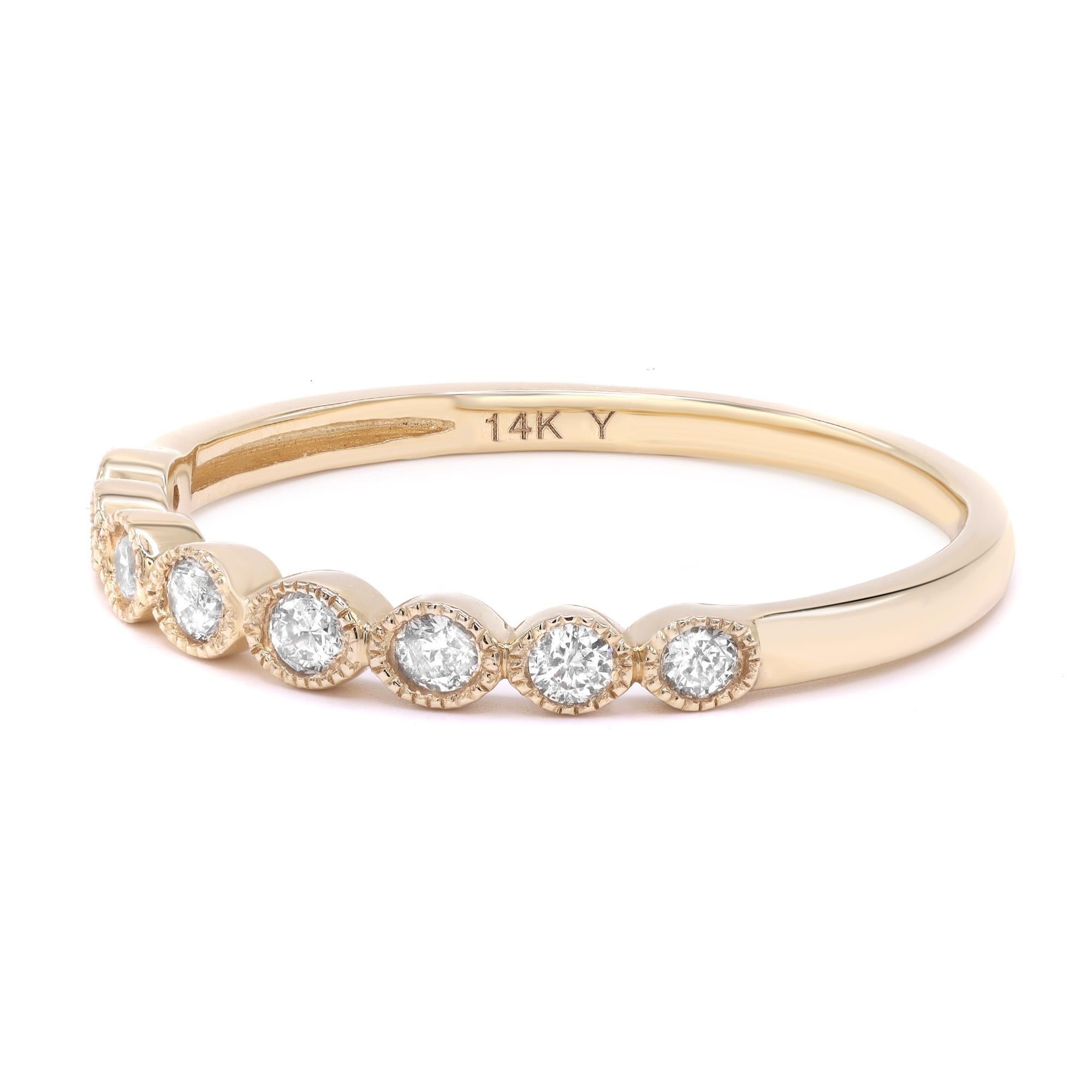 Rachel Koen Round Cut Diamond Ring 14K Yellow Gold 0.187cttw In New Condition For Sale In New York, NY