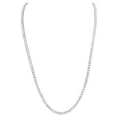 Rachel Koen Round Cut Diamond Tennis Necklace 14K White Gold 13.63Cttw 18 Inches