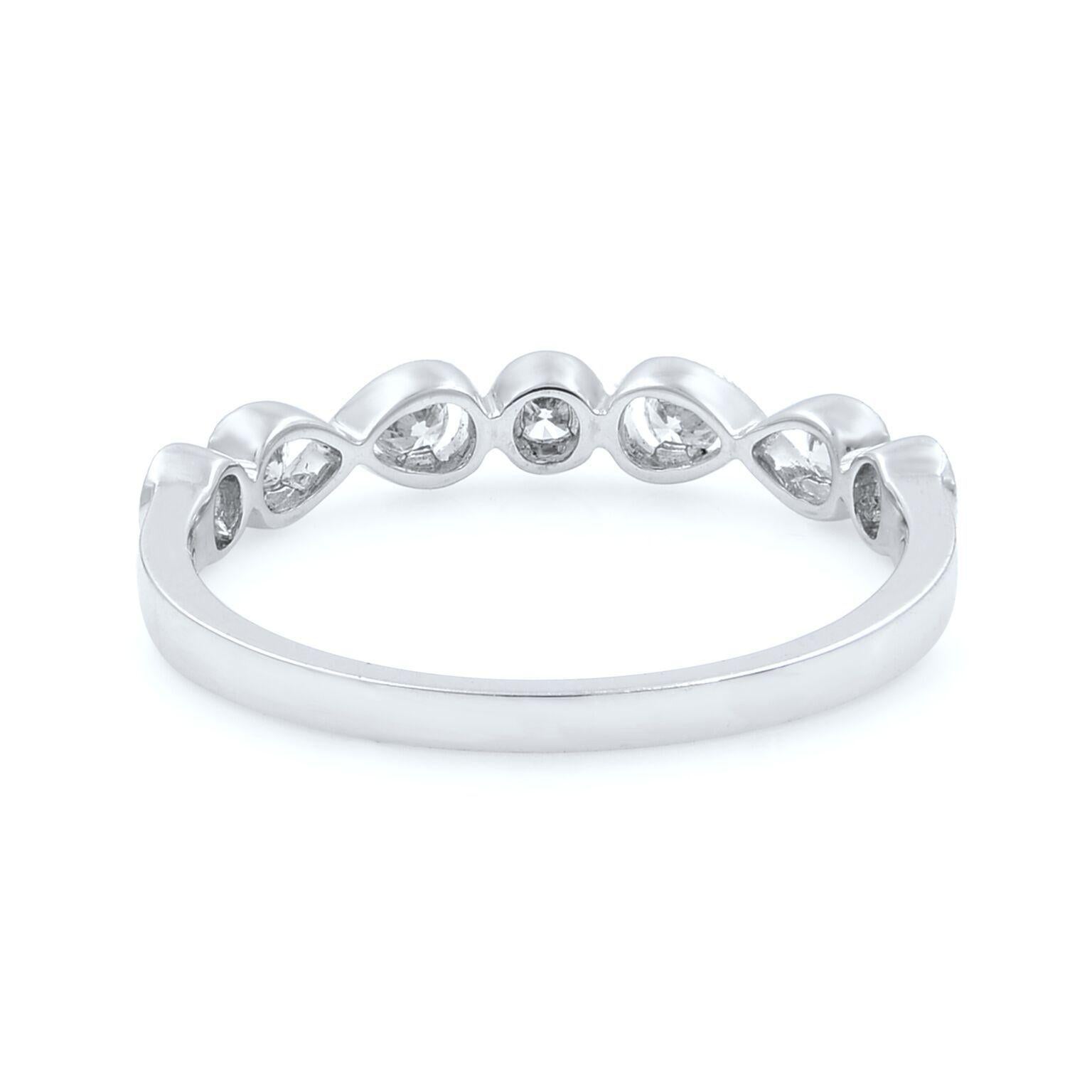 Moderno Fascia nuziale con diamante taglio rotondo Rachel Koen in oro bianco 18k 0,30Ctw in vendita