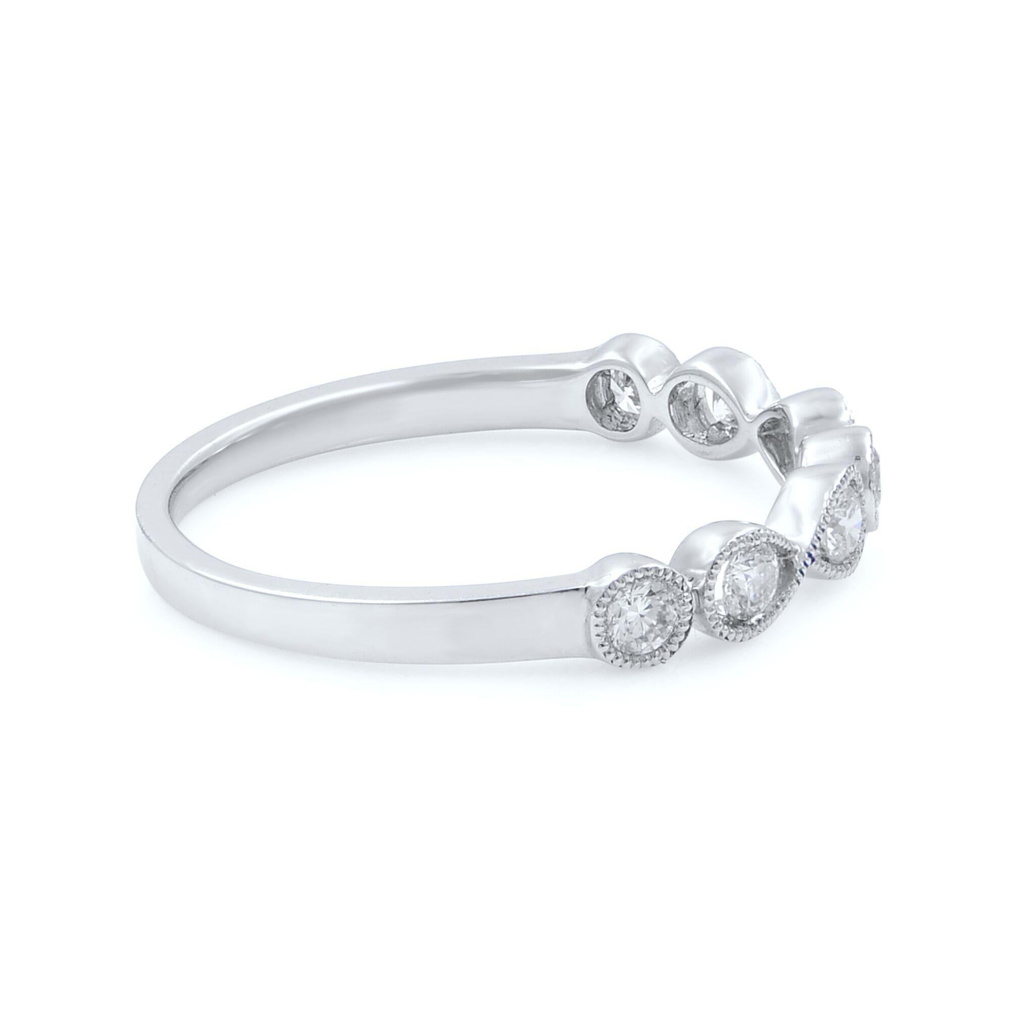 Taglio rotondo Fascia nuziale con diamante taglio rotondo Rachel Koen in oro bianco 18k 0,30Ctw in vendita