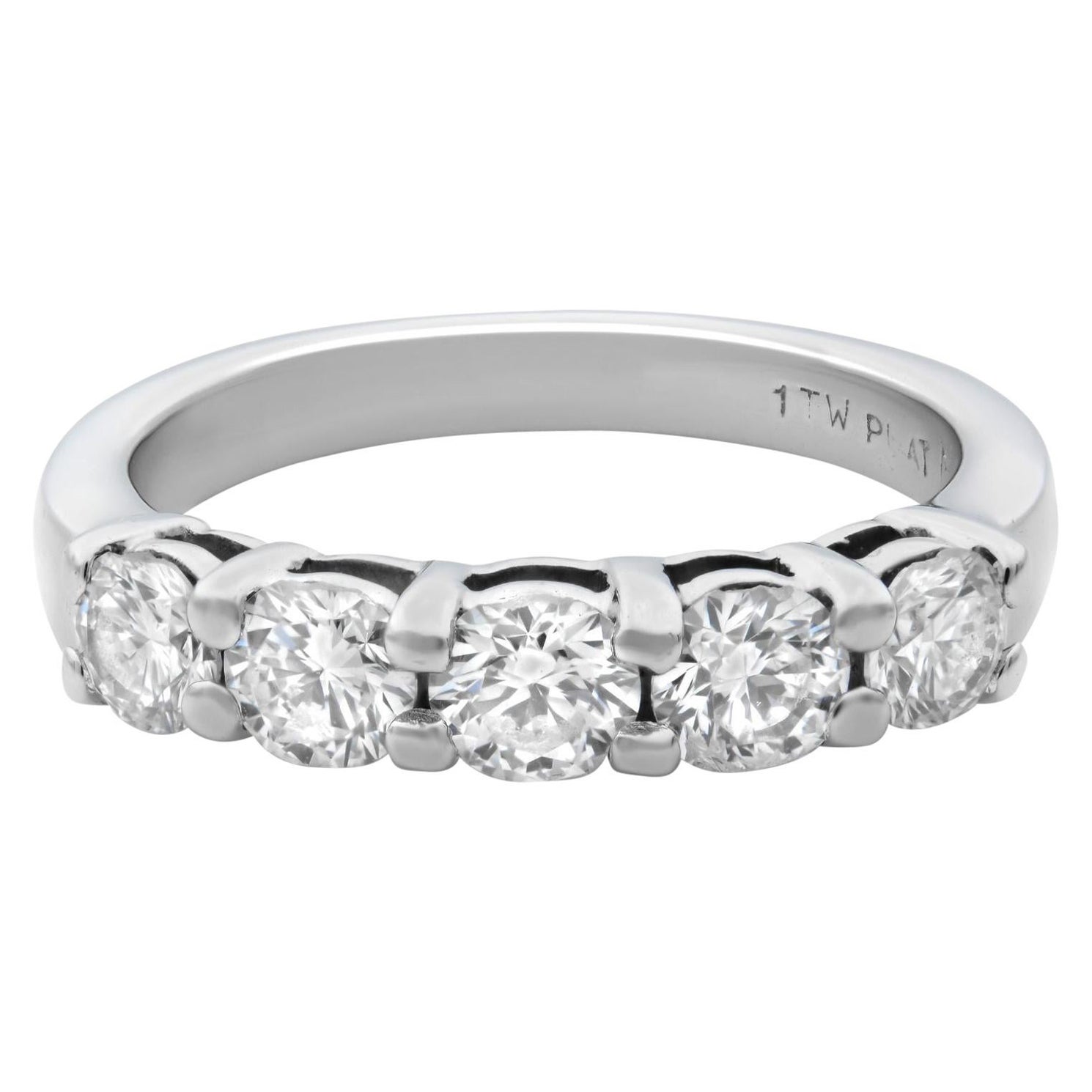 Rachel Koen Anello nuziale con diamante taglio rotondo in platino 1.00cttw
