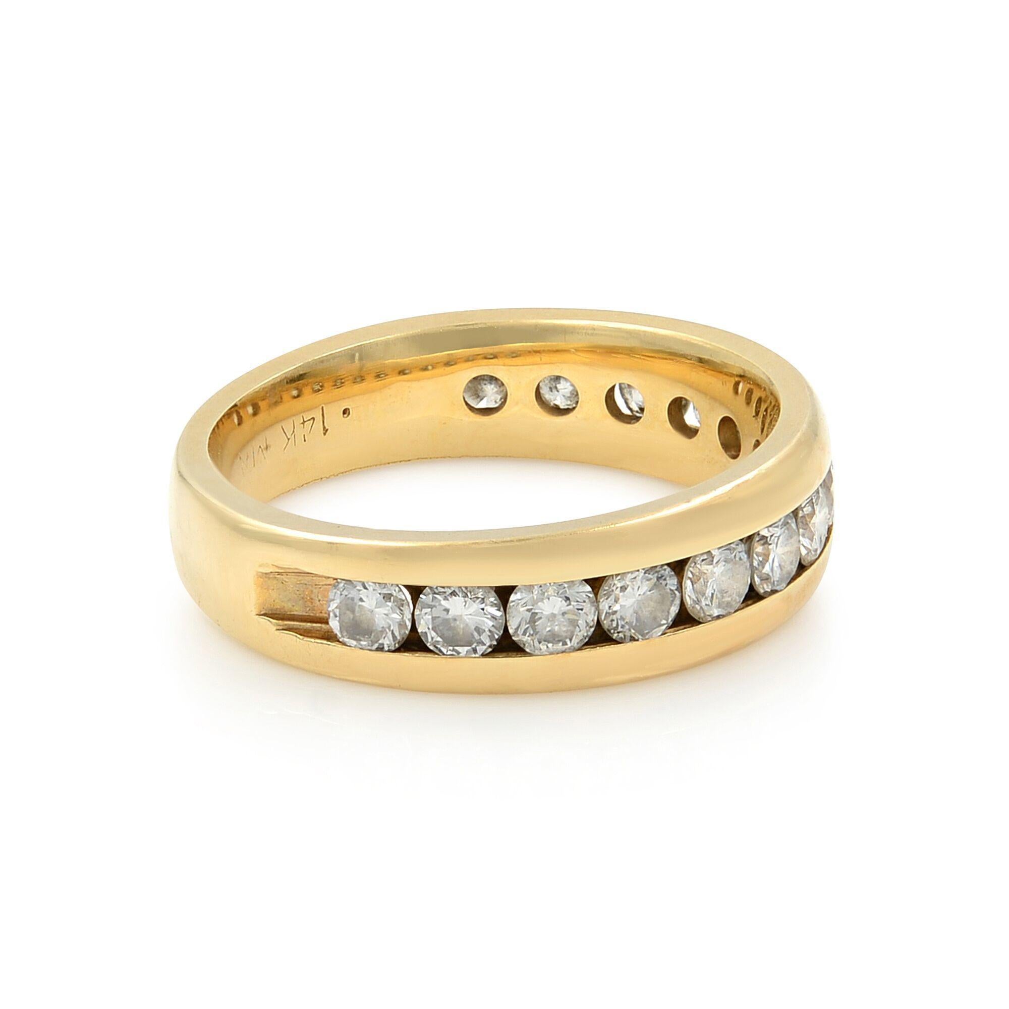Modern Rachel Koen Round Cut Diamond Wedding Ring Band 14K Yellow Gold 0.56Cttw For Sale