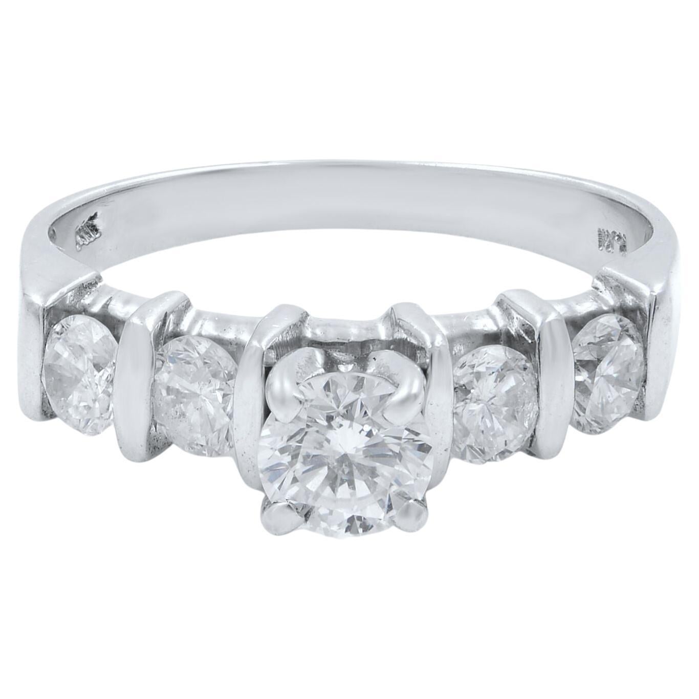 Rachel Koen Round Cut Diamond Womens Engagement Ring 14K White Gold 0.86 Cttw For Sale