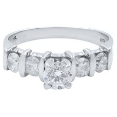 Rachel Koen Bague de fiançailles pour femme en or blanc 14 carats avec diamants taille ronde 0,86 carat poids total