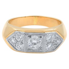 Rachel Koen Round Cut Diamonds Men's Ring 18K Yellow Gold 1.35cttw