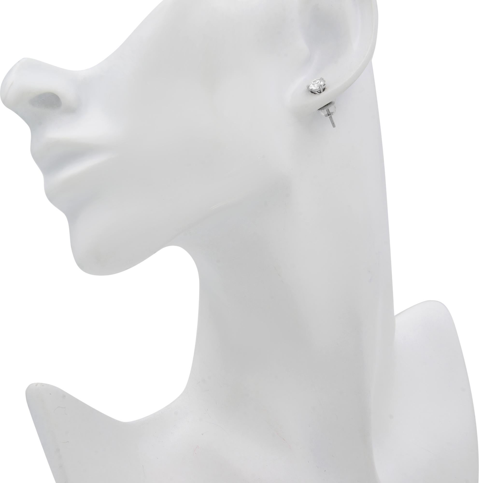 Modern Rachel Koen Round Cut Natural Diamond Stud Earrings 14K White Gold 1.50cttw For Sale