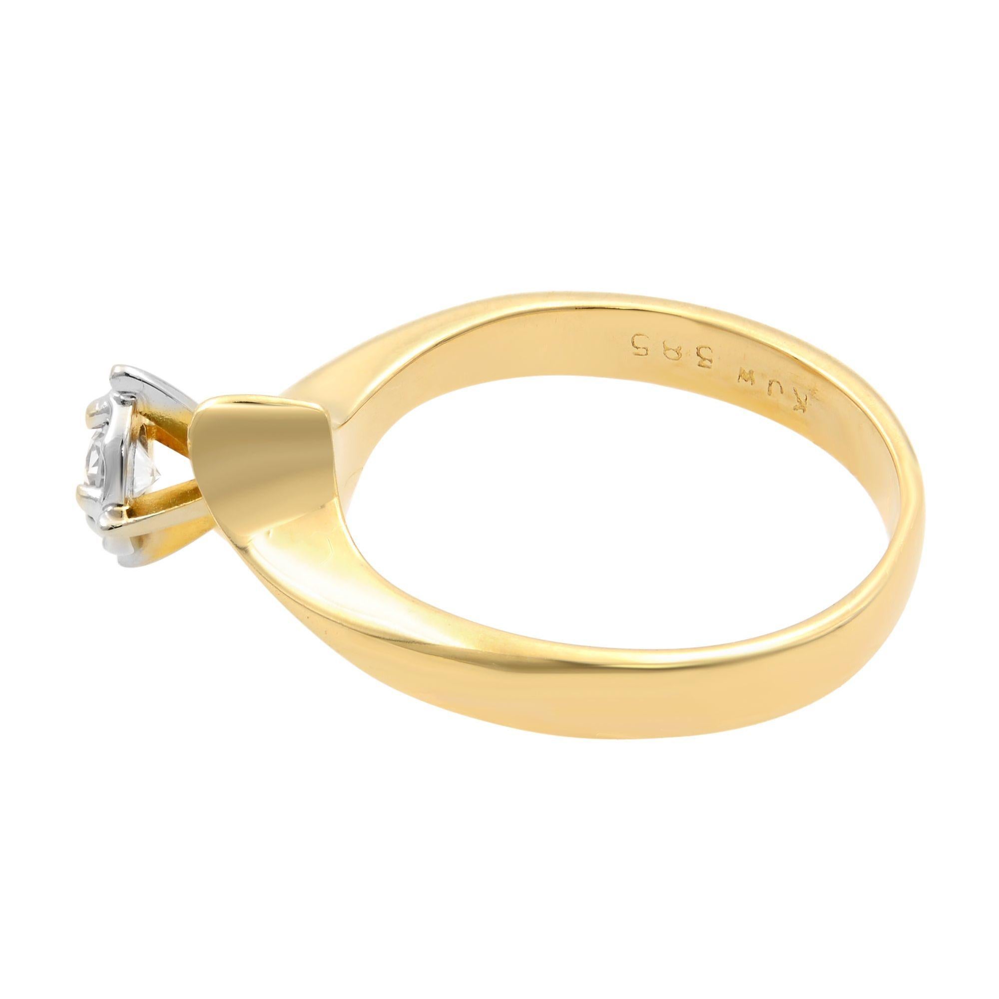 Rachel Koen: 14 Karat Gelbgold Verlobungsring mit rundem Diamanten im Rundschliff 0,15 Karat im Zustand „Neu“ im Angebot in New York, NY