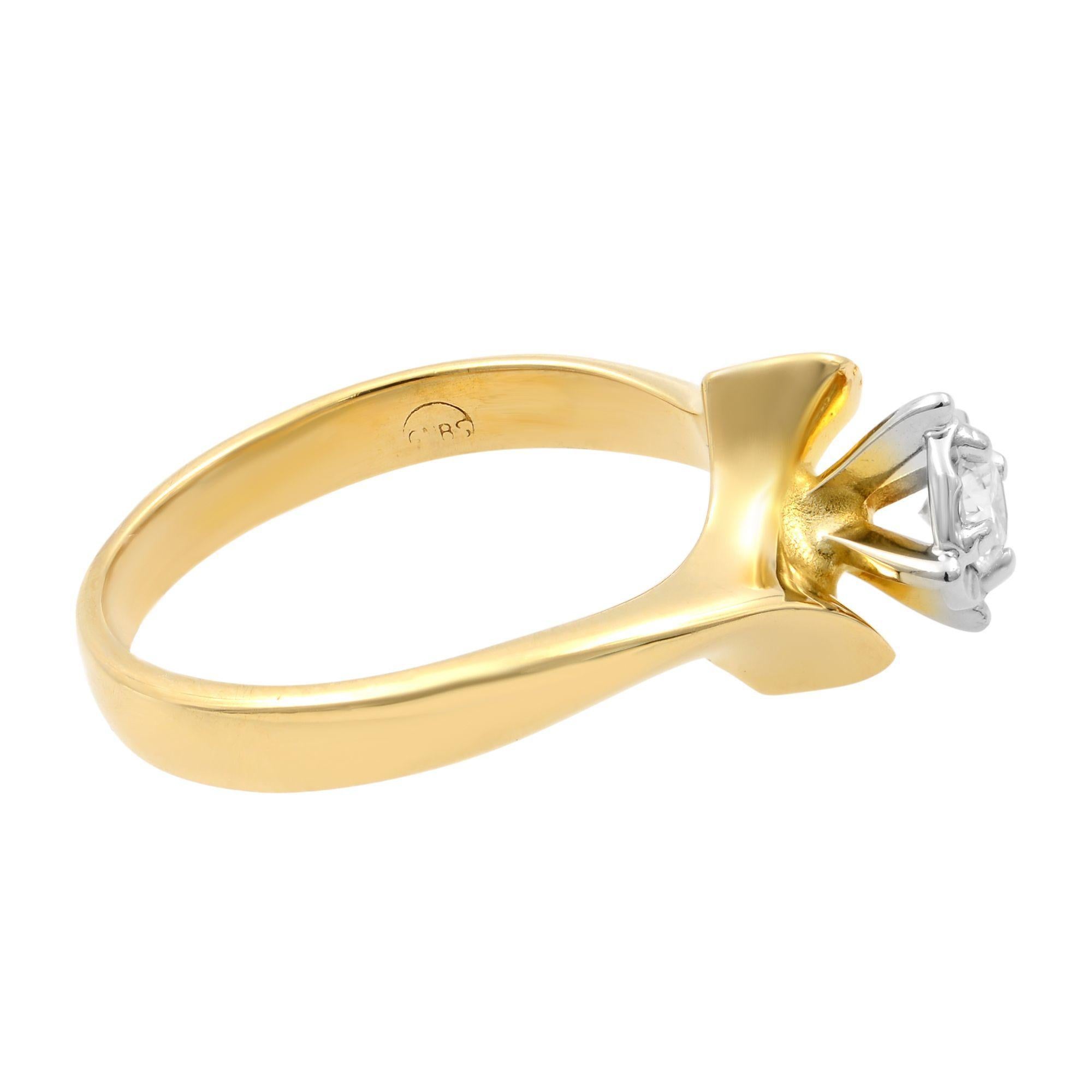 Rachel Koen: 14 Karat Gelbgold Verlobungsring mit rundem Diamanten im Rundschliff 0,15 Karat Damen im Angebot