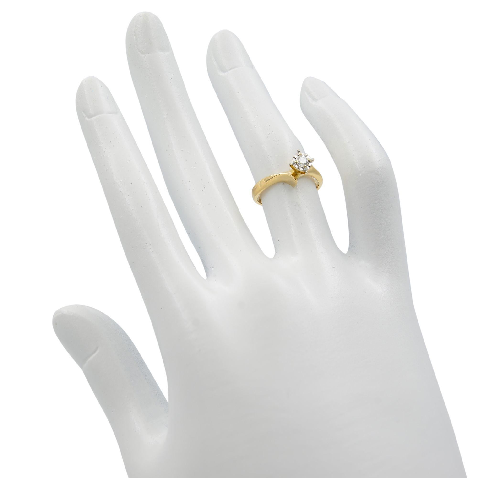 Rachel Koen Bague de fiançailles en or jaune 14 carats avec petit diamant taille ronde 0,15 carat poids total Pour femmes en vente