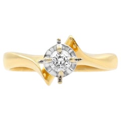 Rachel Koen Bague de fiançailles en or jaune 14 carats avec petit diamant taille ronde 0,15 carat poids total