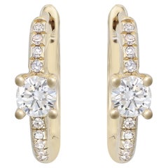 Rachel Koen Round Diamond Huggie Earrings 14K Yellow Gold 0.25cttw