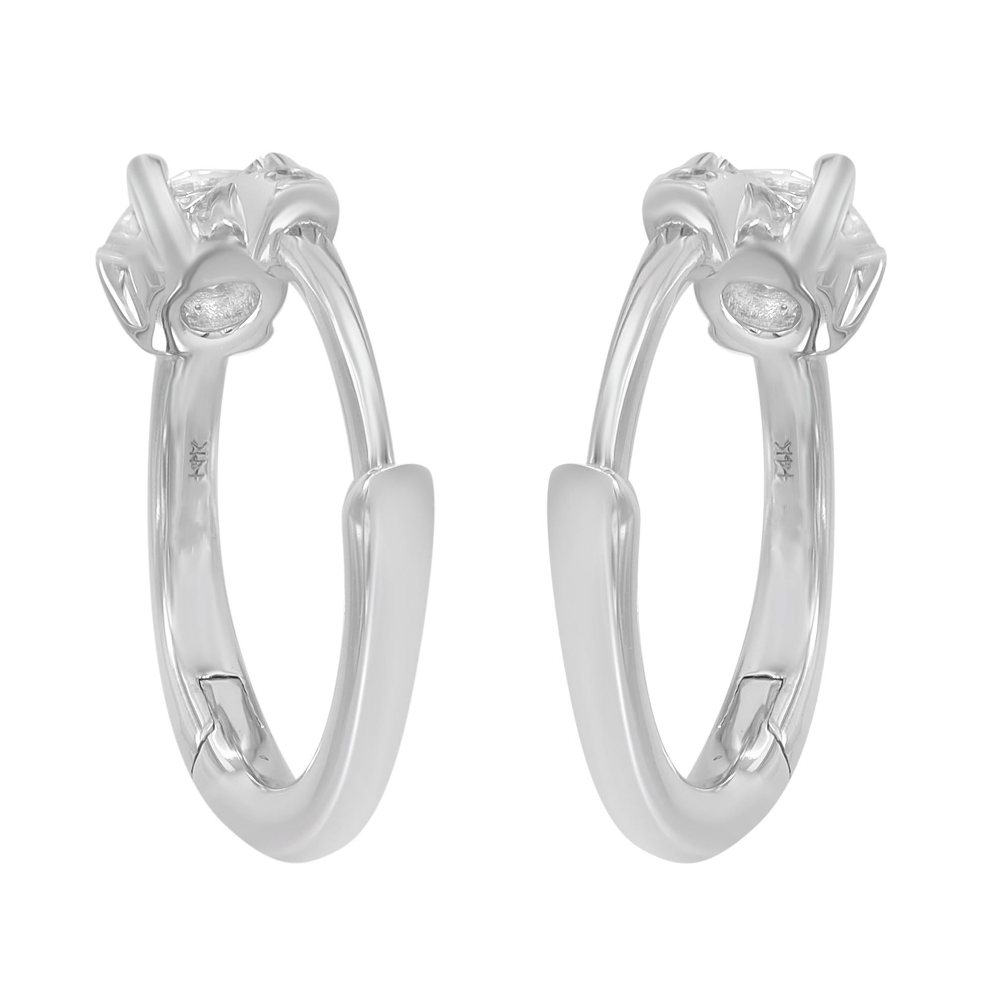 Modern Rachel Koen Round Diamond Small Huggie Earrings 14K White Gold 0.25cttw For Sale