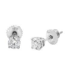 Rachel Koen Round Diamond Solitaire Stud Earrings 18K White Gold 0.70Cttw