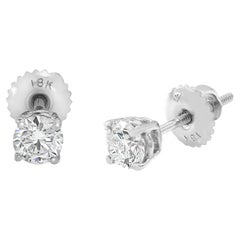 Rachel Koen Pendientes de oro blanco de 18 quilates con diamante redondo solitario 0.70Cttw