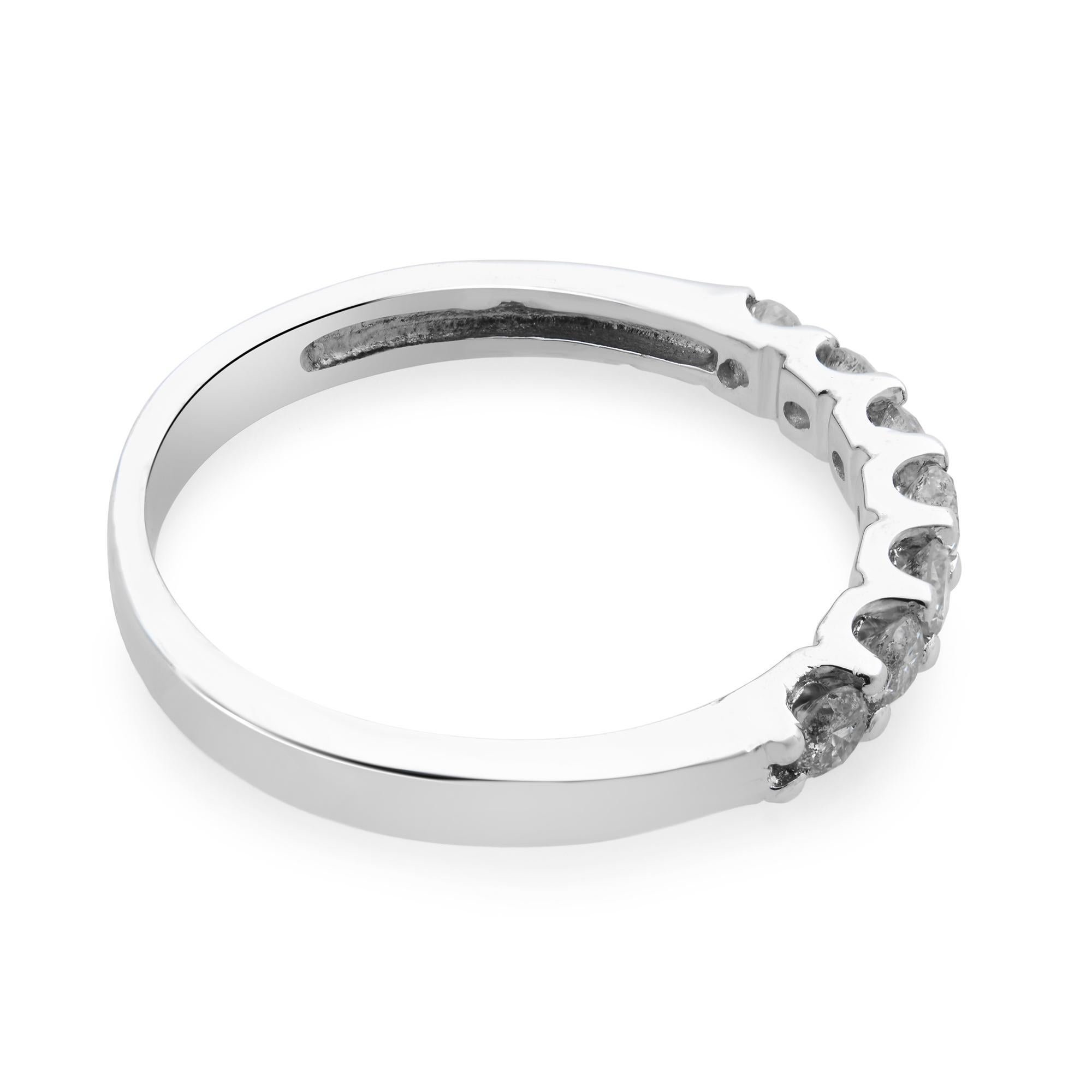 Modern Rachel Koen Round Diamond Wedding Band Ring 14K White Gold 0.25cttw For Sale