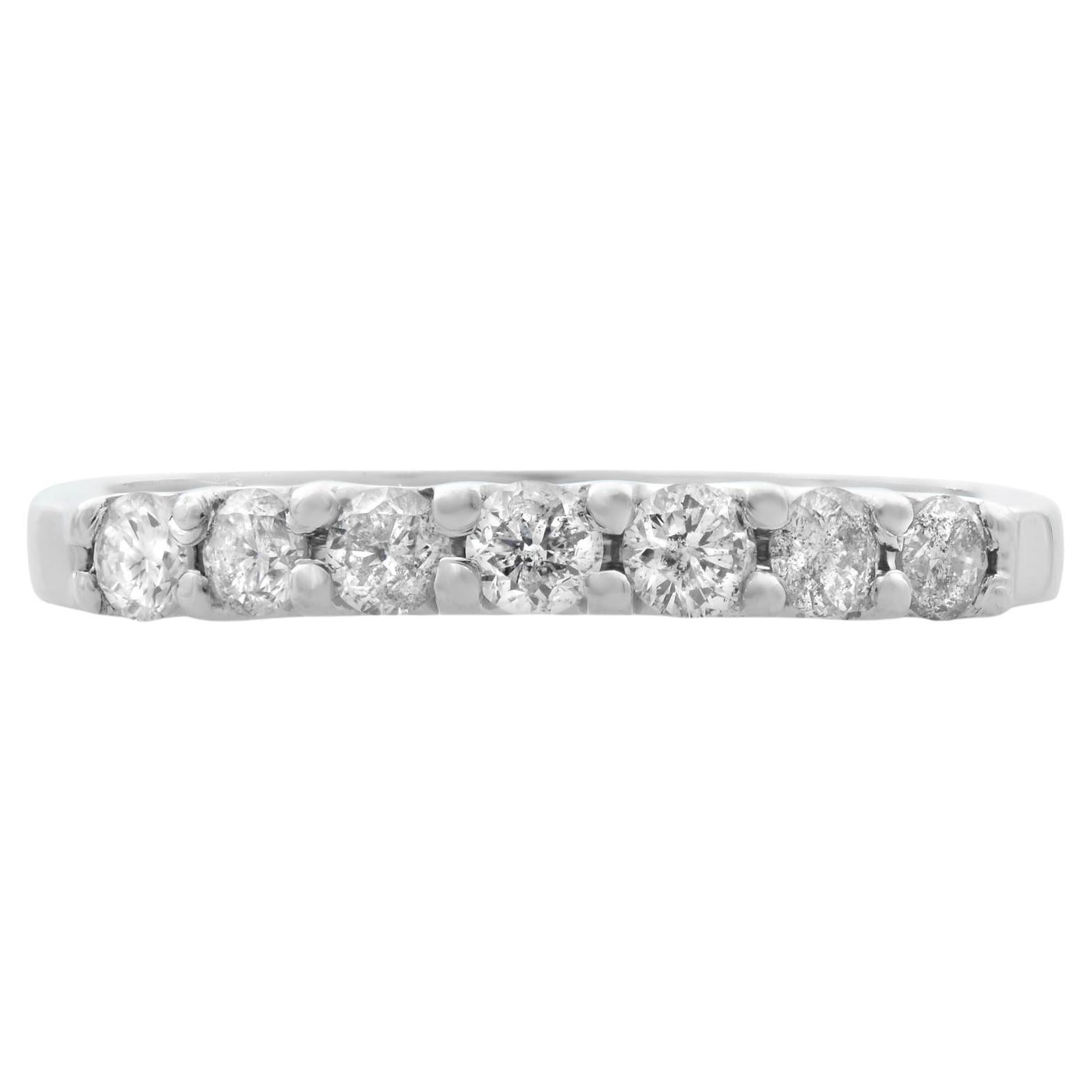 Rachel Koen Round Diamond Wedding Band Ring 14K White Gold 0.25cttw For Sale