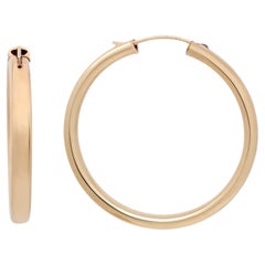 Rachel Koen Round Hollow Medium Hollow Hoop Earrings 14k Yellow Gold