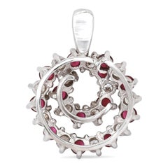Rachel Koen Runde Rubin & Diamant kreisförmige Spirale Anhänger Halskette 14K Weißgold