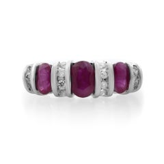 Rachel Koen Ruby 0.75cttw Diamond 0.17cttw Cocktail Ring 14K White Gold SZ7