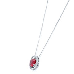 Rachel Koen Collana con rubino 7,00cttw e diamante 0,50cttw in oro bianco 14K