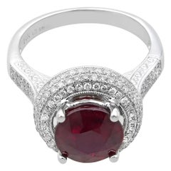 Rachel Koen Bague de fiançailles en or blanc 14 carats avec rubis et diamants