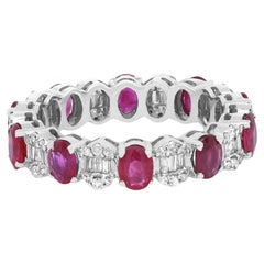 Rachel Koen Ruby & Diamond Eternity Band Ring 14K White Gold