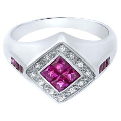 Rachel Koen Rubin mit Diamanten Damenring 14K Weißgold