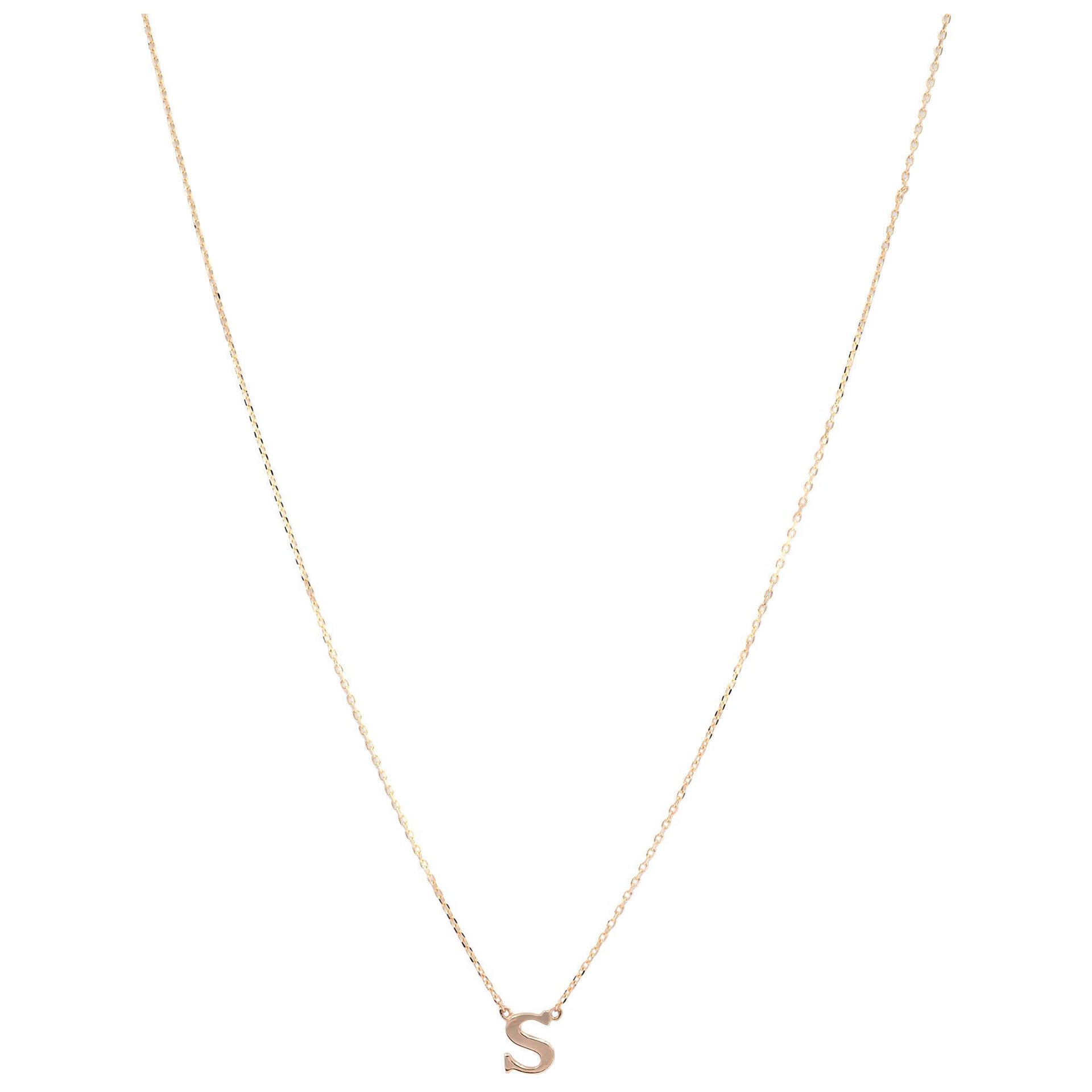 Rachel Koen Collar Cadena Colgante Letra 'S' Oro Amarillo 14k