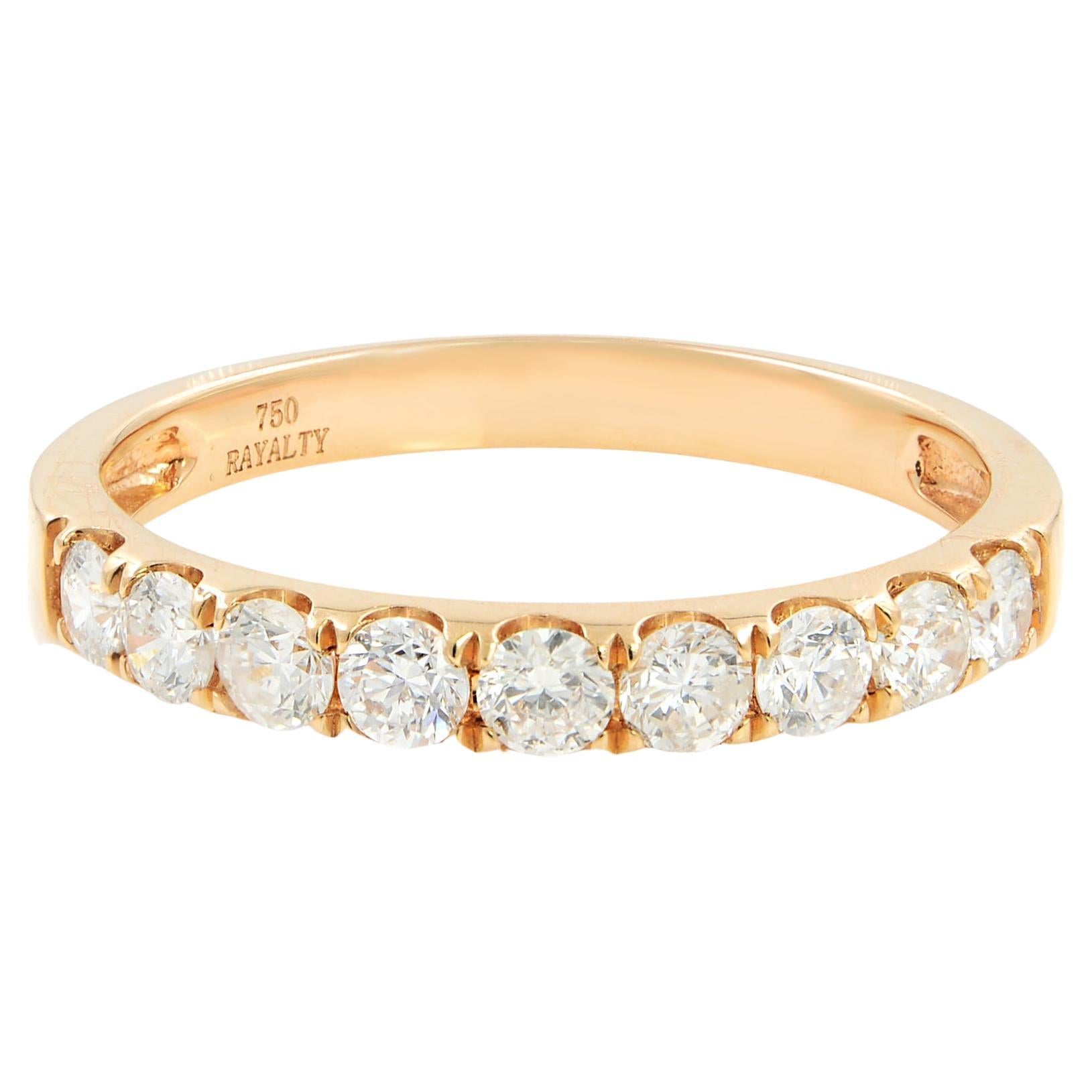 Rachel Koen Scoop Pave Diamond Wedding Band Ring 18K Rose Gold 0.53cttw For Sale