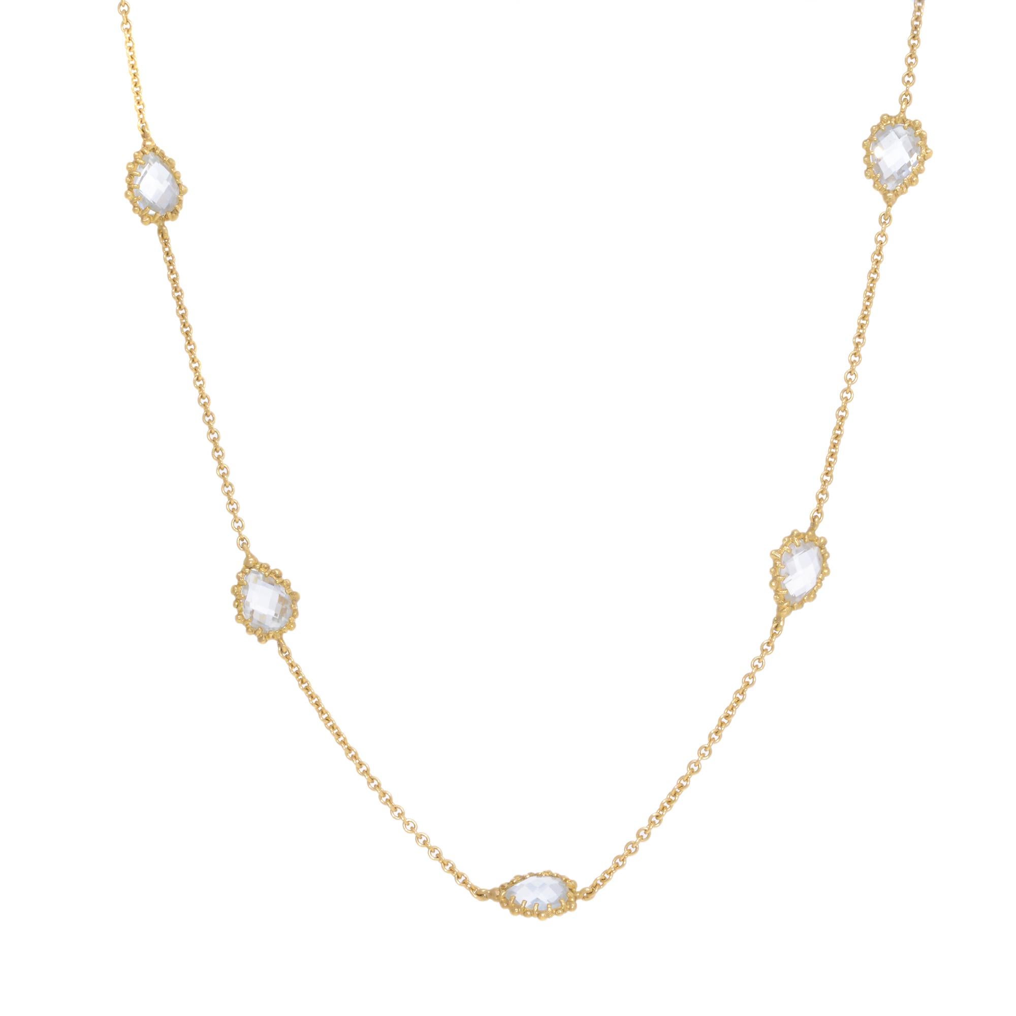 Modern Rachel Koen Seven Quartz Ladies Necklace 14k Yellow Gold For Sale