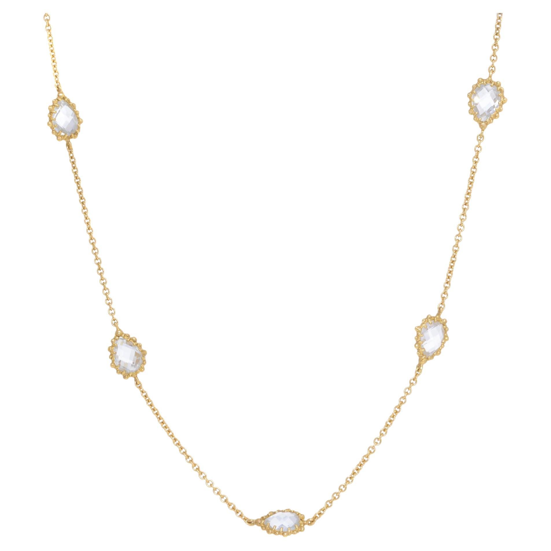 Rachel Koen Seven Quartz Ladies Necklace 14k Yellow Gold For Sale